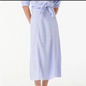 J. Crew x Baird McNutt Blue Irish Linen A Line Midi Skirt Womens 10